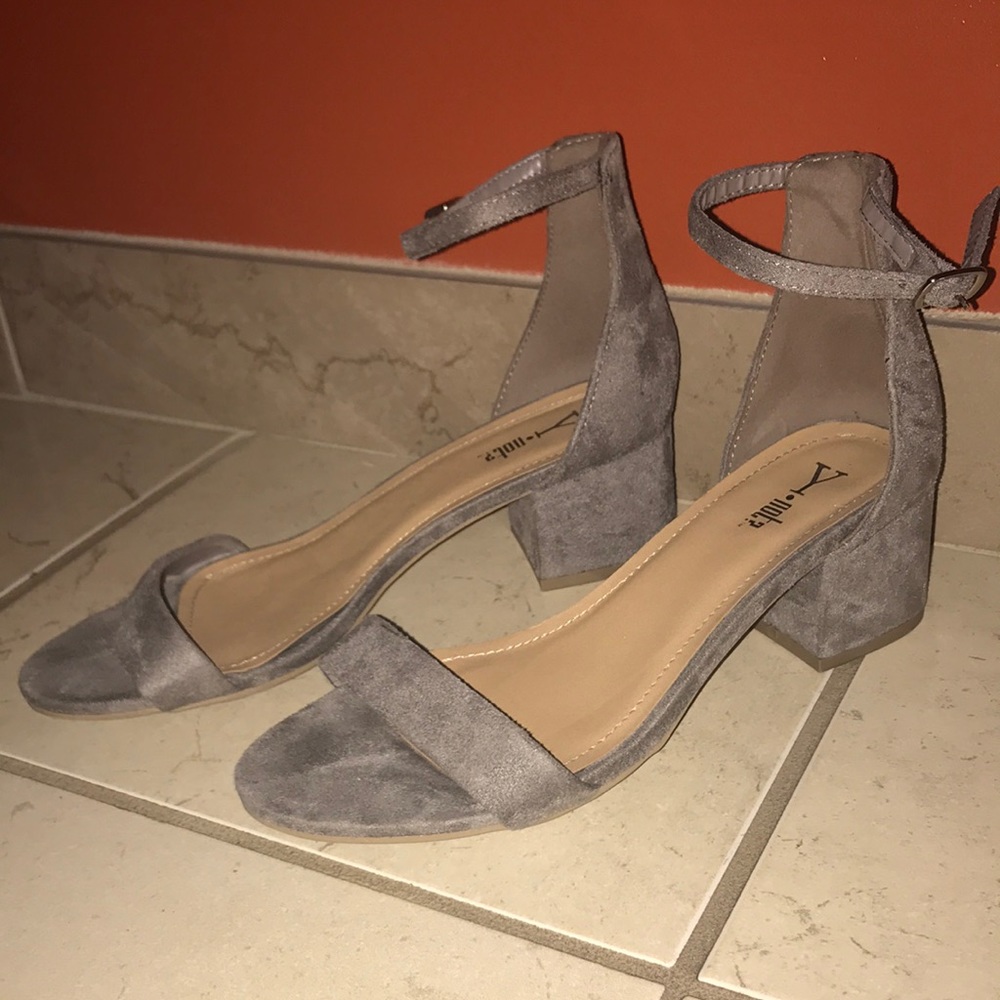 Grey small strap heel